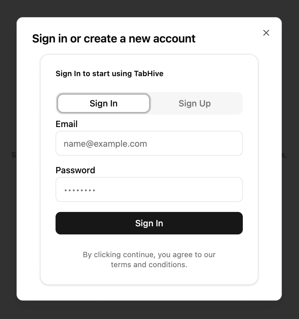 authentication modal built by AI